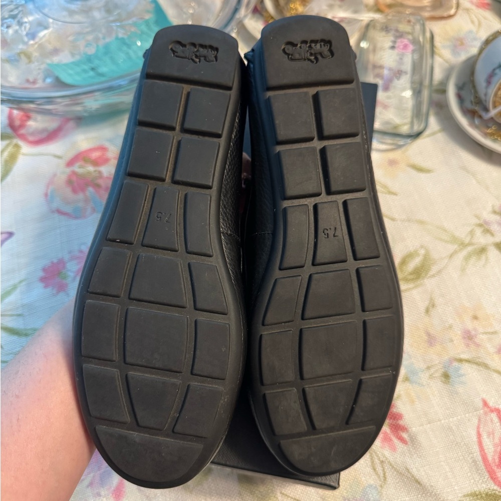 Coach Black Leather Chain Detail Loafers - Maegan Driver LTR - Picture 3 of 7